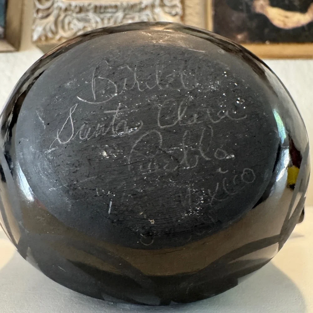 Santa Clara Pueblo Blackware Wedding‎ Vase by Birdell Bourdon